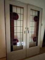oude glas in lood schuif deuren, 120 tot 160 cm, Glas in lood, Overige typen, Gebruikt