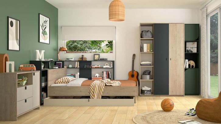 Ritmo tienerkamer, zelf samenstellen - Eiken, Kinderen en Baby's, Kinderkamer | Bedden