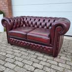 Chesterfield bank model Cavendish in oxblood red, rood leer., Ophalen, Gebruikt, 150 tot 200 cm, Rechte bank