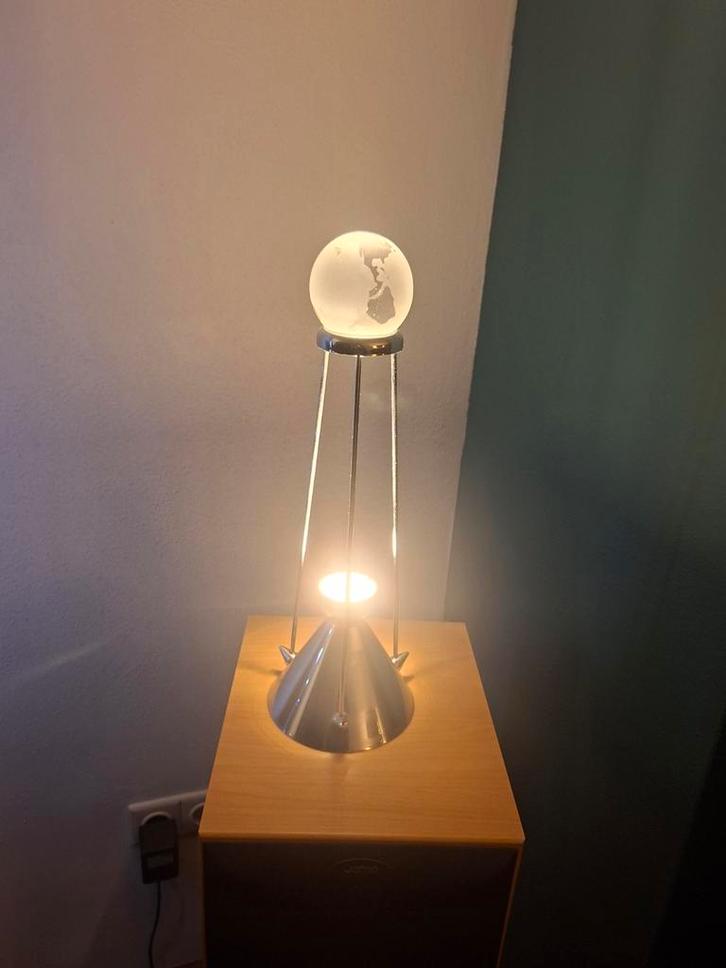 Unieke vintage design lamp, Huis en Inrichting, Lampen | Vloerlampen, Gebruikt, Minder dan 100 cm, Glas, Metaal, Ophalen of Verzenden