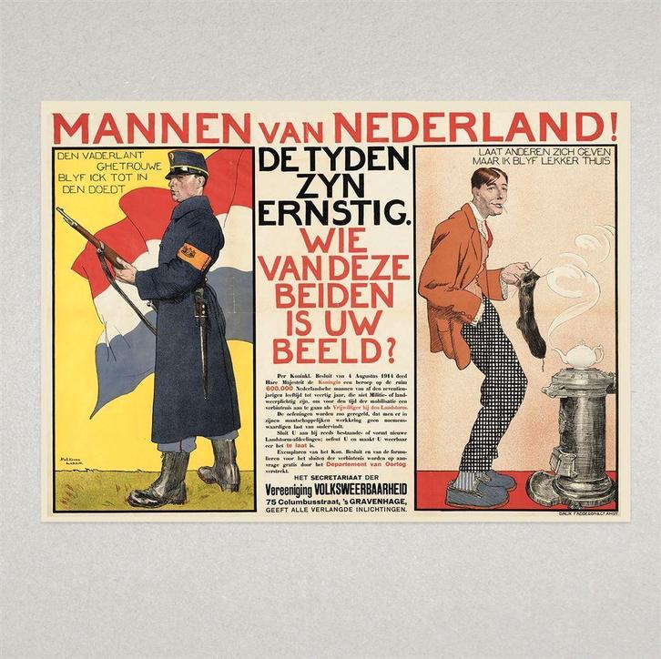 Mannen van Nederland Propaganda Mobilisatie Poster Affiche, Verzamelen, Militaria | Algemeen, Landmacht, Foto of Poster, Nederland