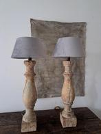 2  Antieke Baluster Lampen, Huis en Inrichting, Lampen | Tafellampen, Hout, Gebruikt, 75 cm of meer, Antiek