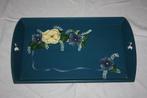 Houten dienblad, beschilderd met bloemen, Ophalen of Verzenden, Zo goed als nieuw, Rechthoekig, Hout