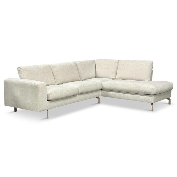 Beige lifestyle hoekbank met beige poot (nieuw model!), Huis en Inrichting, Banken | Complete zithoeken, Nieuw, Stof, Ophalen