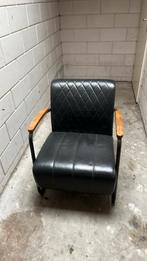 RV Design zwart leren stoel / fauteuil., Ophalen, Gebruikt, Leer, 50 tot 75 cm