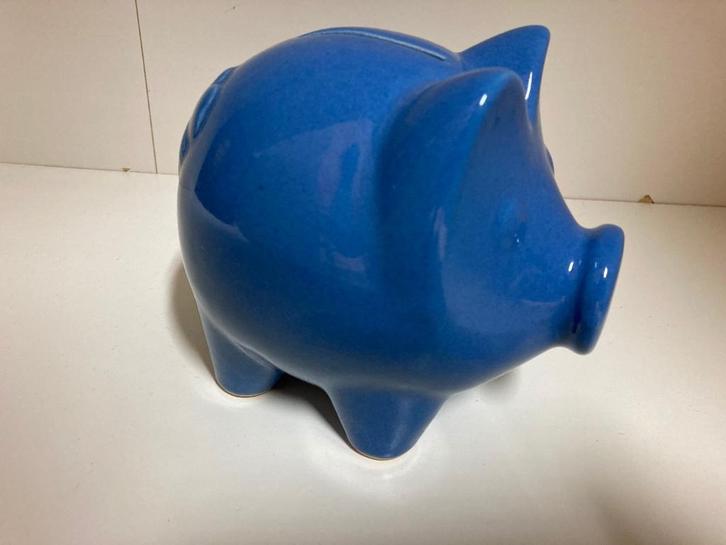 blauw spaarvarken, Verzamelen, Spaarpotten, Zo goed als nieuw, Dier, Steen, Aardewerk of Keramiek, Ophalen of Verzenden