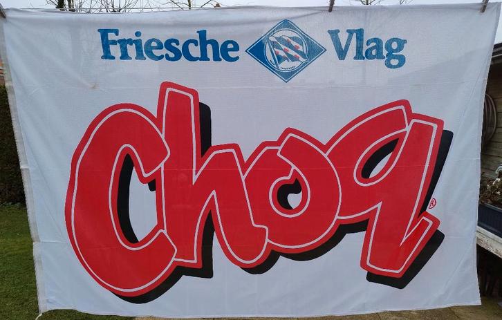 reclame vlag  FRIESCHE VLAG  choq   afm  1,50 x 1,00  mtr, Verzamelen, Merken en Reclamevoorwerpen, Gebruikt, Overige typen, Ophalen of Verzenden