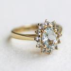 Vintage 9K goud cluster ring met topaas - maat 17, Ophalen of Verzenden, Zo goed als nieuw, 17 tot 18, Met edelsteen