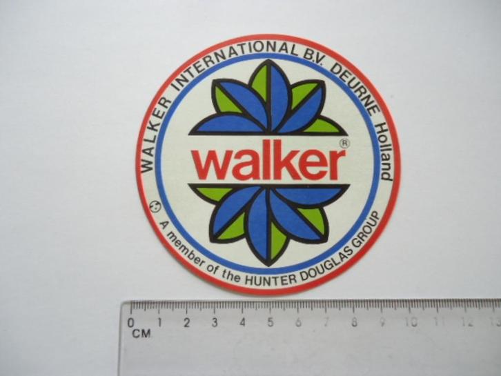 sticker oud Walker Int bv Deurne Hunter douglas group retro, Verzamelen, Stickers, Zo goed als nieuw, Bedrijf of Vereniging, Verzenden