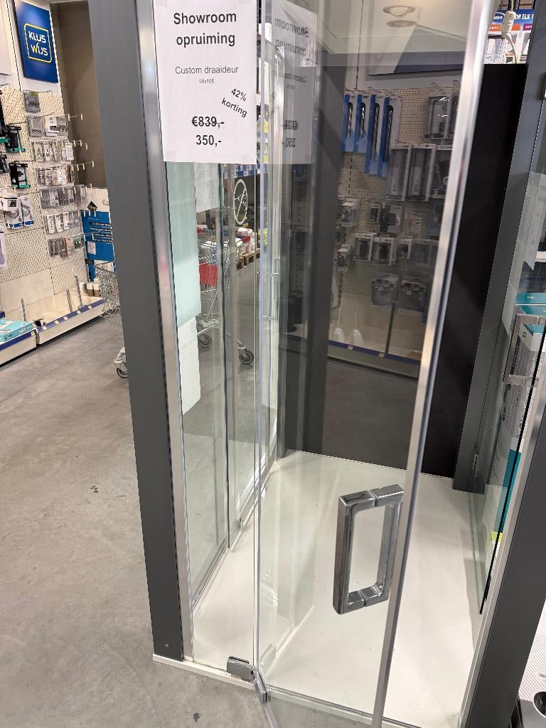 Custom draai douchedeur, Doe-het-zelf en Verbouw, Sanitair, Ophalen, Zo goed als nieuw, Rvs, Douche
