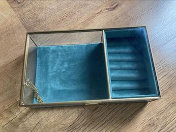 Sieradendoos Glas / Velvet met Ringhouder beschikbaar voor biedingen