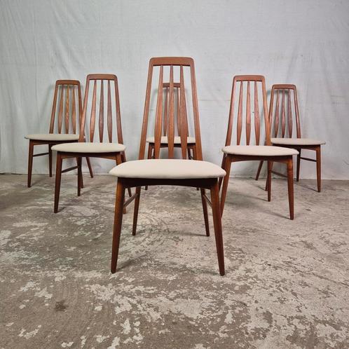 6x Niels Koefoed 'Eva' chair, vintage Deense eetkamerstoel, Huis en Inrichting, Stoelen, Gebruikt, Vijf, Zes of meer stoelen, Hout