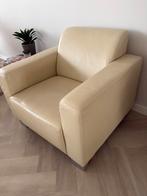 Leren fauteuil crème in nette staat, Ophalen, Gebruikt, Eenpersoons, Minder dan 150 cm