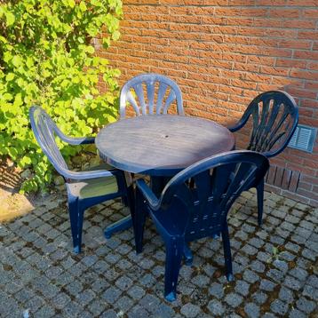 Hartman ronde rond tuintafel tafel blauw 4 kuipstoel jardin beschikbaar voor biedingen