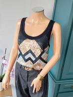 SILVIAN HEACH designer top maat S - pailletten - goud, Zwart, Ophalen of Verzenden, Zo goed als nieuw, Silvian Heach