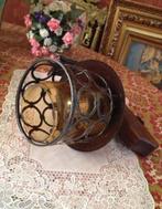 Grote wandlamp vintage / wand lamp hout met koper en metaal, Ophalen of Verzenden, Glas, Vintage