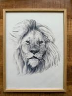 Fotolijst leeuw, olifant, afrikaanse vrouw, Antiek en Kunst, Kunst | Tekeningen en Foto's, Ophalen of Verzenden