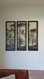3 rotan prints Aap in Palmboom, Huis en Inrichting, Ophalen, Minder dan 50 cm, Gebruikt, Print