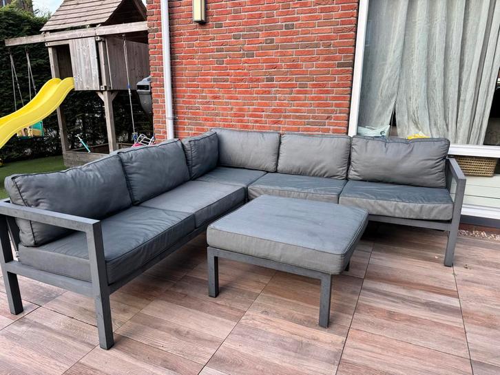 Lounge Tuinset Hoekbank + Tafel, Tuin en Terras, Tuinsets en Loungesets, Gebruikt, Loungeset, Aluminium, Meer dan 8 zitplaatsen