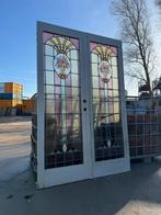 Set Jugendstil openslaande glas in lood deuren 207x138cm., Ophalen