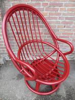 Bordeauxrode vintage rotan stoel / fauteuil. Retro troon, Ophalen, Gebruikt, Overige kleuren, Vintage