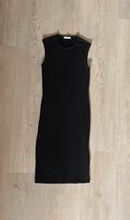 Pieces geribt zwart jurkje dames maat XS / 34, Zwart, Ophalen of Verzenden, Zo goed als nieuw, Knielengte