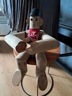 Houten Abraham beeld met hoed en bandana, Ophalen, Gebruikt, Hout, Mensenbeeld