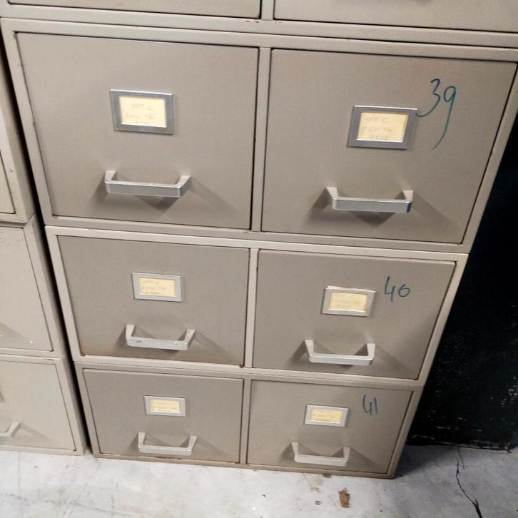 Industriële stalen ladekast - kaartenbak - 6 laadjes grijs, Huis en Inrichting, Kasten | Ladekasten, Gebruikt, Minder dan 100 cm