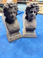 Antieke Haardbokken Gietijzer met Gezichten, Antiek en Kunst, Ophalen of Verzenden