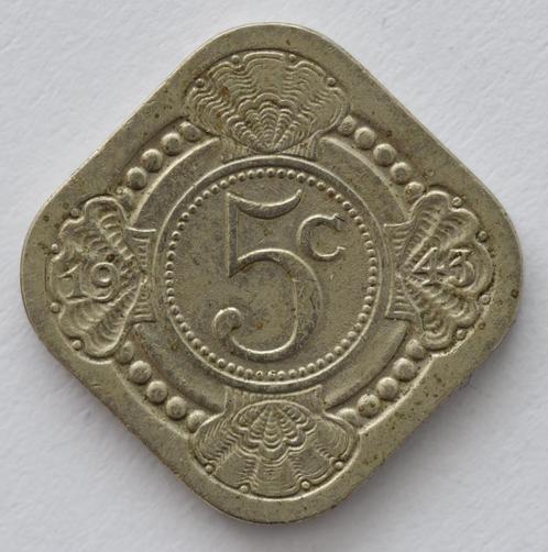 5 Cent 1943, Postzegels en Munten, Munten | Nederland, Losse munt, 5 cent, Koningin Wilhelmina, Verzenden