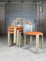 2x Bruno Rey chair oranje zitting, Huis en Inrichting, Twee, Gebruikt, Vintage / modern, Hout