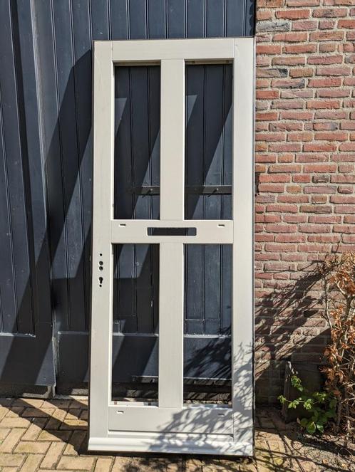 Hardhouten voordeur, Doe-het-zelf en Verbouw, Deuren en Horren, Zo goed als nieuw, Buitendeur, 215 cm of meer, 80 tot 100 cm, Glas