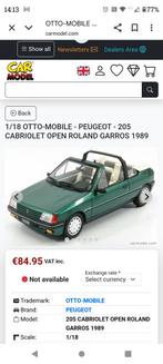 Gezocht 1:18 model Peugeot 205 cabrio Roland Garros, Ophalen of Verzenden