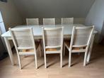 eettafel uitschuifbaar 150-192 x B90 wit hout evt 6 stoelen, Huis en Inrichting, Ophalen, Gebruikt, Metaal, 50 tot 100 cm