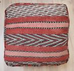 Nieuwe Marokkaanse berber wollen kelim, vloerkussen poef, Nieuw, Ophalen of Verzenden, 50 tot 75 cm, Vierkant