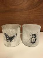 Glazen potten - vlinder en tor, Minder dan 50 cm, Glas, Wit, Zo goed als nieuw