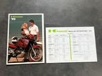 Kawasaki 1993 motorfietsen motor folder met prijslijst, Ophalen of Verzenden, Zo goed als nieuw, Merk of Model