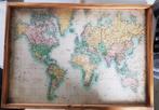Vintage houten wereldkaart, Huis en Inrichting, Woonaccessoires | Schilderijen, Tekeningen en Foto's, Schilderij, Zo goed als nieuw