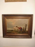 Antique oil painting - Landscape with horses - is signed., Ophalen of Verzenden