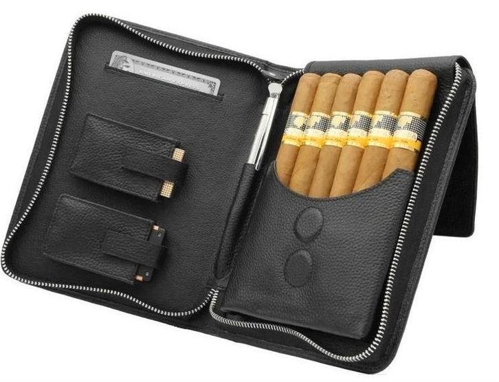 ADORINI  SIGAREN-ETUI, SIGARENTAS ECHT ZWART LEER   sk11394, Verzamelen, Rookartikelen, Aanstekers en Luciferdoosjes, Nieuw, Tabaksdoos of Verpakking