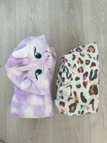 2x onesie voor meisjes, Panter & Eenhoorn, maat 134-140 beschikbaar voor biedingen