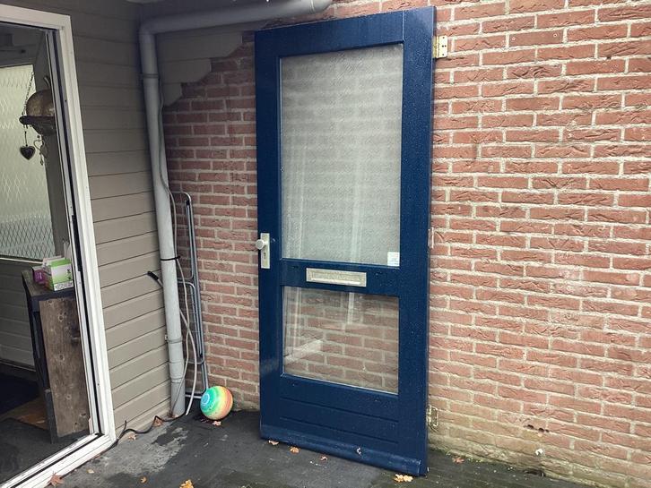 Voordeur 92,5x211,5x4cm Thermopane Beslag Linksdraaiend, Doe-het-zelf en Verbouw, Deuren en Horren, Zo goed als nieuw, Buitendeur