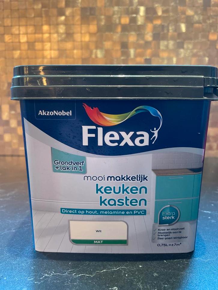 Flexa Keukenkast Verf - Wit - 0.75L, Doe-het-zelf en Verbouw, Verf, Beits en Lak, Nieuw, Verf, Minder dan 5 liter, Wit, Ophalen of Verzenden