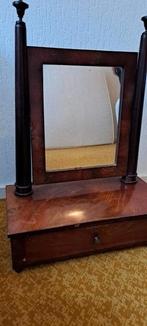 Antieke kaptafel met lade en spiegel, Antiek en Kunst, Ophalen, Rechthoekig