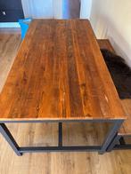 Houten tafel met bijbehorend bankje, Ophalen, Gebruikt, 50 tot 100 cm, Vijf personen of meer