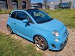 Abarth 595 cabrio 1.4 T-jet 2015 Blauw, Auto's, Voorwielaandrijving, 4 cilinders, Cabriolet, Leder