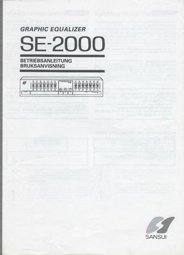 HANDLEIDING BOEK DUITS-Anleitung = Sansui Equalizer: SE-2000 beschikbaar voor biedingen