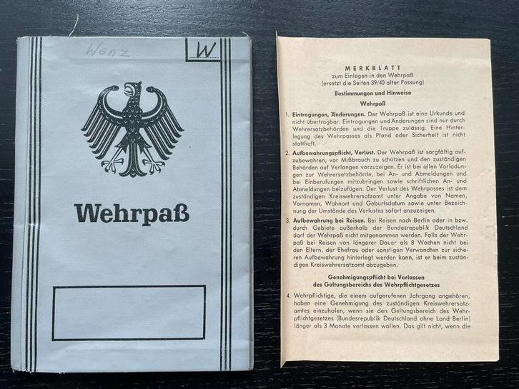Bundeswehr Wehrpass, Verzamelen, Militaria | Algemeen, Landmacht, Overige typen, Duitsland, Ophalen of Verzenden