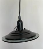 Vintage industrieel hangende glazen lamp hoed zwart, Nieuw, Ophalen of Verzenden, Industriële, Metaal