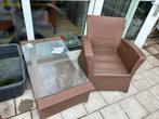 Loungestoel en tuintafel, Ophalen, Gebruikt, Kunststof, Stoel